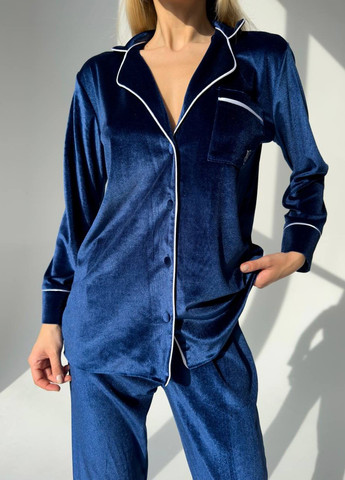 Темно-синяя всесезон стильная пижамка с лого vs Vakko