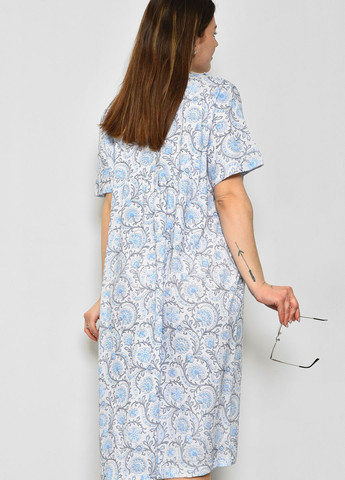 Ночная рубашка женская батальная белого цвета с цветочным принтом Let's Shop (277925650)