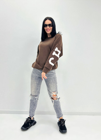 Коричневий жіночий утеплений батник Fashion Girl напис (274236570)