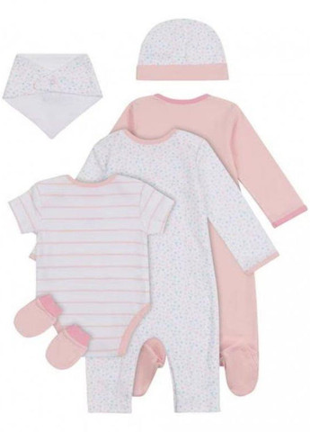 Розовый набор 6шт для новорожденной девочки 0-6 мес (рост 56-68 см). оригинал Elle