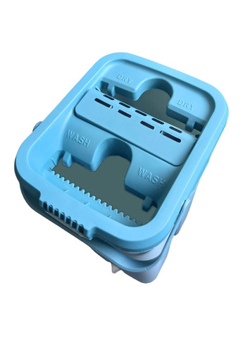 Комплект ведро 5л с отжимом на два отделения и швабра сборная для мытья полов со сменной насадкой синее No Brand (260661274)