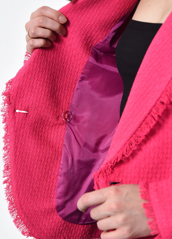 Малиновый женский пиджак женский малинового цвета Let's Shop с орнаментом - демисезонный