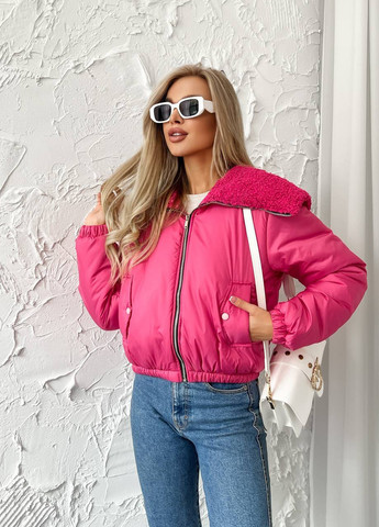 Розовая женская укороченная курточка малинового цвета р.42/44 396847 New Trend