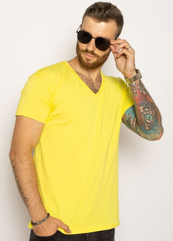 Бесцветная футболка с v-образным вырезом (лимонный) Time of Style