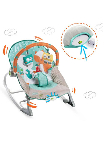 Дитяче крісло гойдалка шезлонг багатофункціональне з вібрацією для дітей малюків від народження (475537-Prob) Сіро-блакитне Unbranded (268546427)