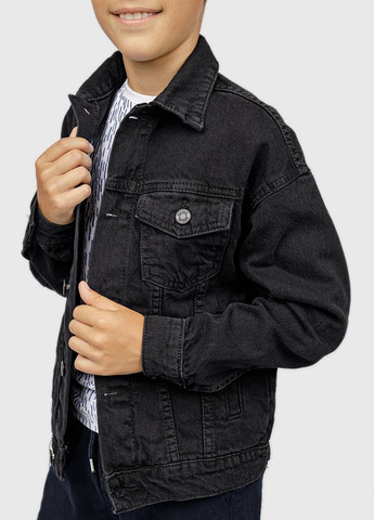 Чорна демісезонна джинсова куртка для хлопчика колір чорний цб-00224968 Altun