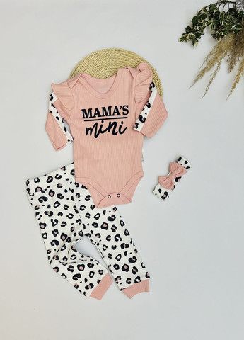 Светло-розовый демисезонный костюм 3-ка для девочек в рубчик "mamas mini" Murat baby