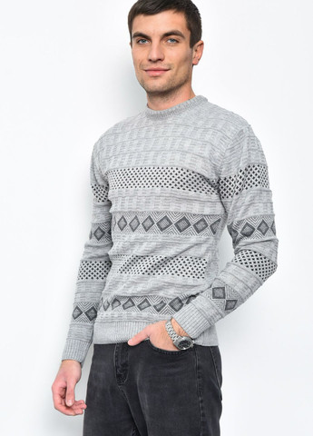 Сірий демісезонний светр чоловічий сірого кольору акриловий пуловер Let's Shop