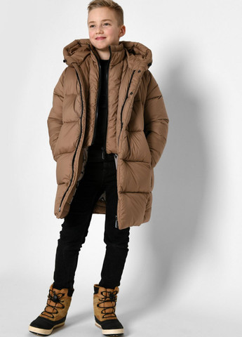 Коричнева зимня пухова зимова куртка для хлопчика 9118 128-134 см коричневий 68538 X-Woyz