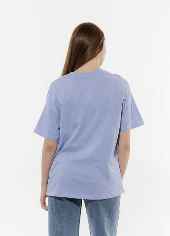 Сиреневая летняя женская футболка оверсайз цвет сиреневый цб-00219238 Yuki