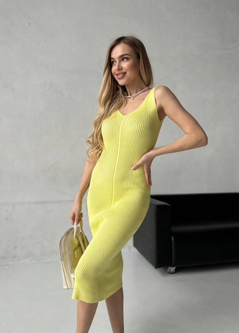 Желтое женский сарафан миди цвет лимонный 433000 New Trend
