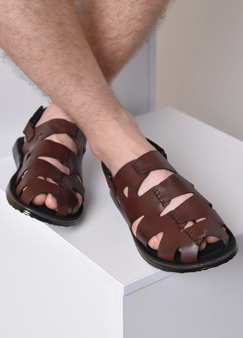 Пляжные сандалии мужские темно-бордового цвета на липучке Let's Shop на липучке