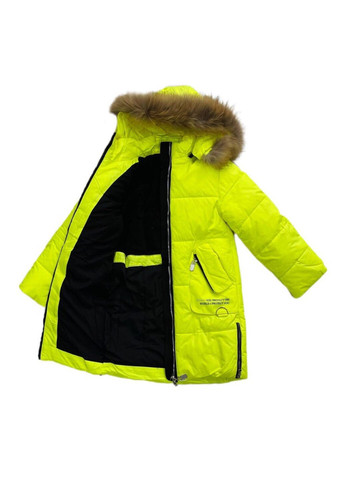 Жовтий зимнє Пальто зима для дівчики в лимонному кольорі Niki