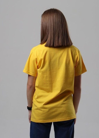 Желтая демисезон базовая однотонная футболка желтого цвета с коротким рукавом No Brand