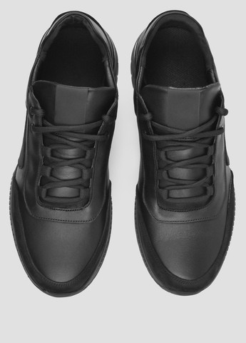 Черные демисезонные кожаные мужские кроссовки черные Villomi
