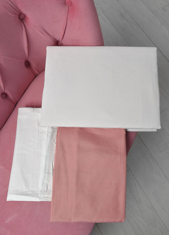 Комплект постельного белья бело-розового цвета полуторка Let's Shop (267735679)