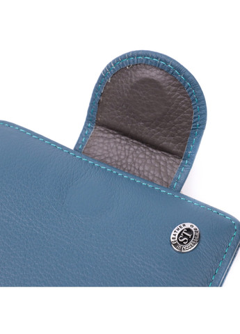 Красиве шкіряне портмоне з монетницею зовні для стильних жінок 19457 Бірюзовий st leather (277980529)