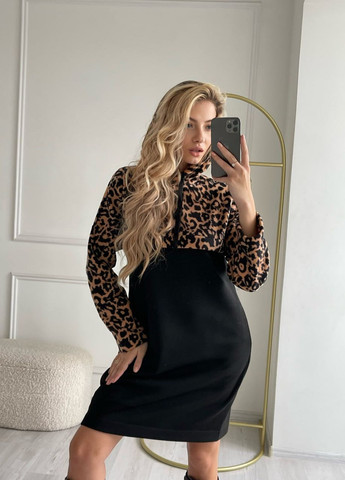 Чорна спортивна сукня Украина леопардовий