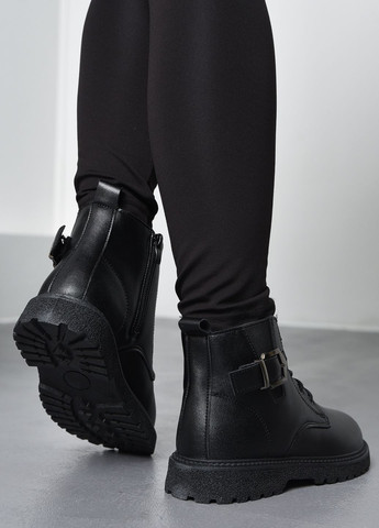 Черные кэжуал зимние ботинки детские для девочки черного цвета зимние Let's Shop