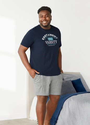 Пижама представительным джентельменам Livergy футболка + шорты надпись комбинированная домашняя хлопок органический