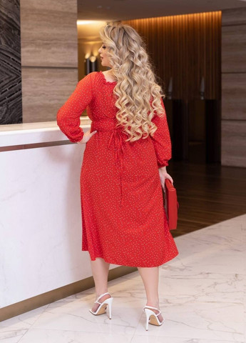 Червона коктейльна сукня Украина в горошок