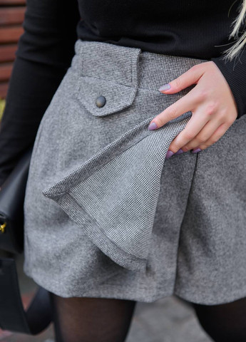 Женские кашемировые шорты юбка серого цвета р.52/54 387076 New Trend (259214868)