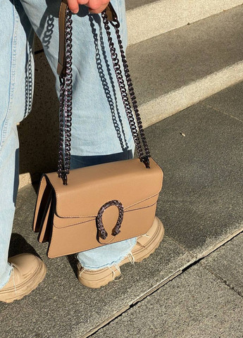 Женская сумка кросс-боди с подковой бежевая No Brand (271828163)