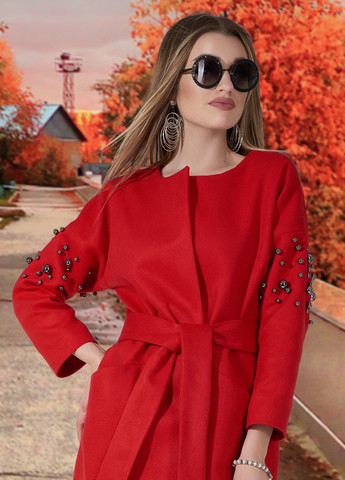 Червоне Жіночий верхній одяг Кашемірове пальто з перлами (УТ000052101) Lemanta