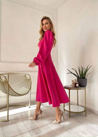 Малиновое повседневный платье Garna однотонное