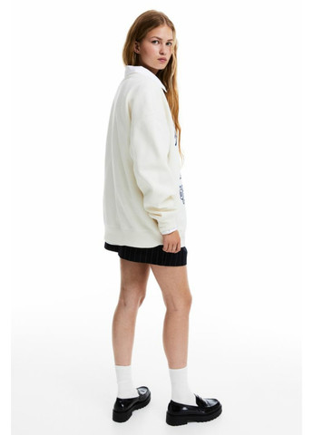 Молочный демисезонный женский свитшот оверсайз с вышивкой н&м (56062) xs молочный H&M