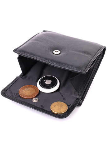 Компактний жіночий гаманець із монетницею зовні з натуральної шкіри 22542 Чорний st leather (277980561)