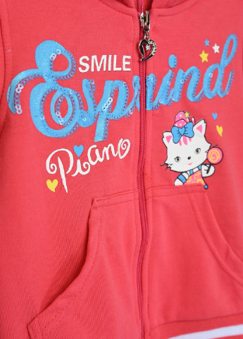 Коралловый демисезонный спортивный костюм детский для девочки с капюшоном кораллового цвета Let's Shop
