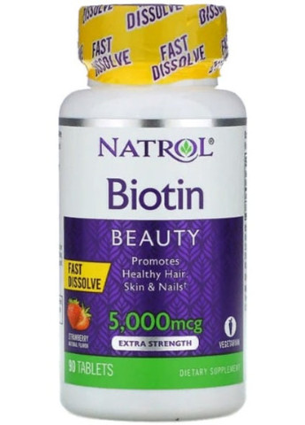 Biotin 5000 mcg 90 Tabs Strawberry NTL-06323 Natrol (256721869)