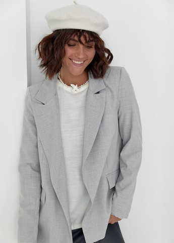 Светло-серый женский классический женский пиджак без застежки - светло-серый Lurex - демисезонный