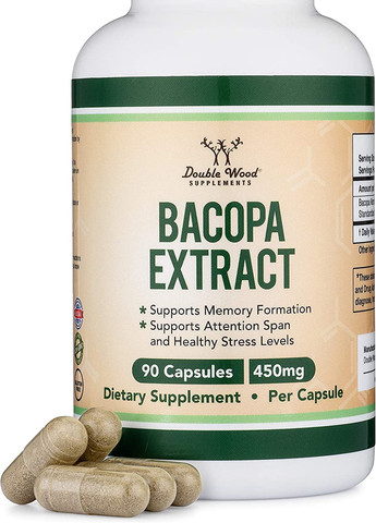 Екстракт бакопи дрібнолиста Double Wood Bacopa Monnieri Extract 450 mg 90 capsules Double Wood Supplements (259752960)