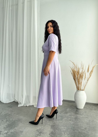 Фіолетова женское платье миди из креп-костюмки цвет лаванда р.48 448462 New Trend