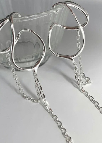 Сережки кафи з ланцюжком (пара) MK1205 сріблясті DeKolie (260596469)