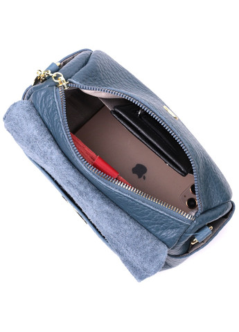 Отличная кожаная женская сумка с оригинальной плечевой лямкой 22402 Синяя Vintage (276457553)