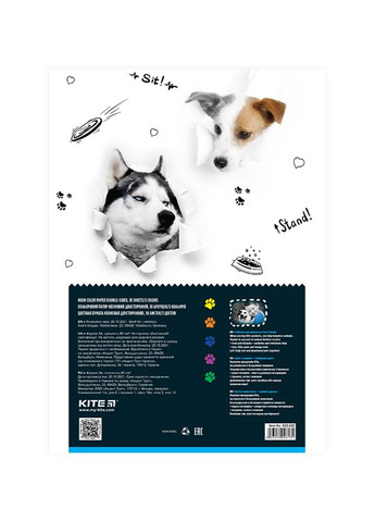 Папір кольоровий неоновий 10 аркушів, 5 кольорів Dogs колір різнокольоровий ЦБ-00223068 Kite (260510104)