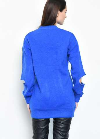 Синій зимовий светр жіночий ангора синього кольору подовжений пуловер Let's Shop