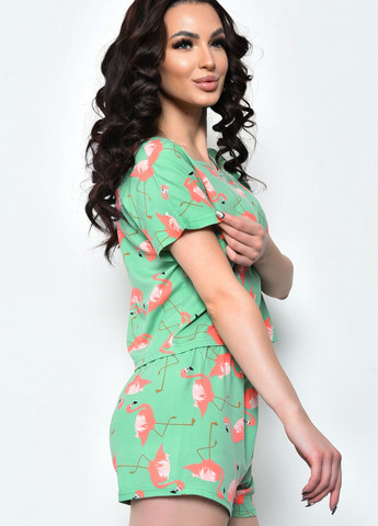 Салатовая всесезон пижама женская летняя шорты+футболка салатового цвета футболка + шорты Let's Shop