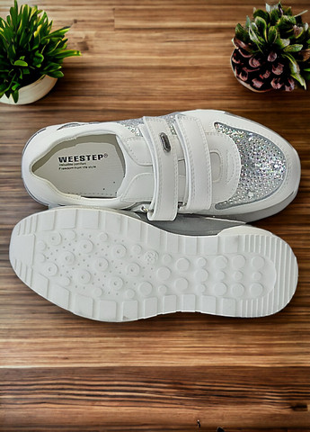 Белые демисезонные детские кроссовки для девочки 4622 белые Weestep