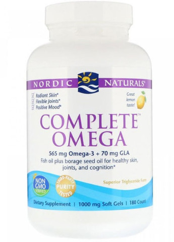 Complete Omega 1000 mg 180 Soft Gels Lemon Nordic Naturals (256724451)