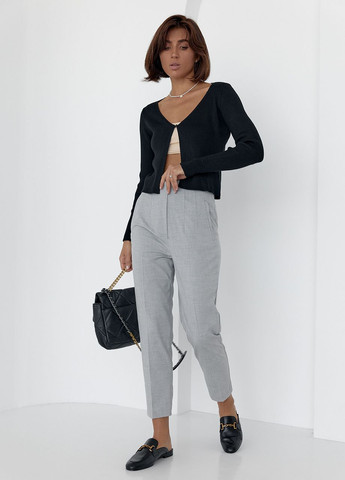 Класичні жіночі брюки вкорочені - світло-сірий Lurex (262737655)