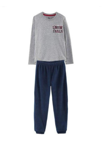 Светло-серая зимняя пижама для мальчика, штаны из флиса Pepperts