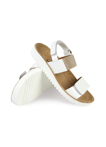 Белые повседневные сандалии детские для девочек бренда 4300003_(2) Grunwald на липучке