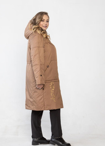 Горчичное демисезонное Женское пальто с капюшоном DIMODA