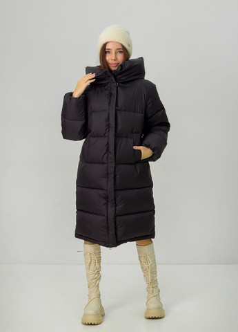 Черное зимнее Зимнее пальто для девочки черное 127029 No Brand
