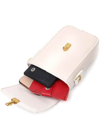 Шкіряна сумка вертикального формату з клапаном 22309 Біла Vintage (276457587)