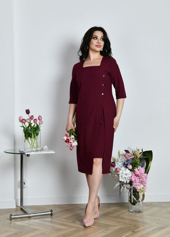 Бордовое женское ассиметричное платье цвет марсал р.48/50 438133 New Trend